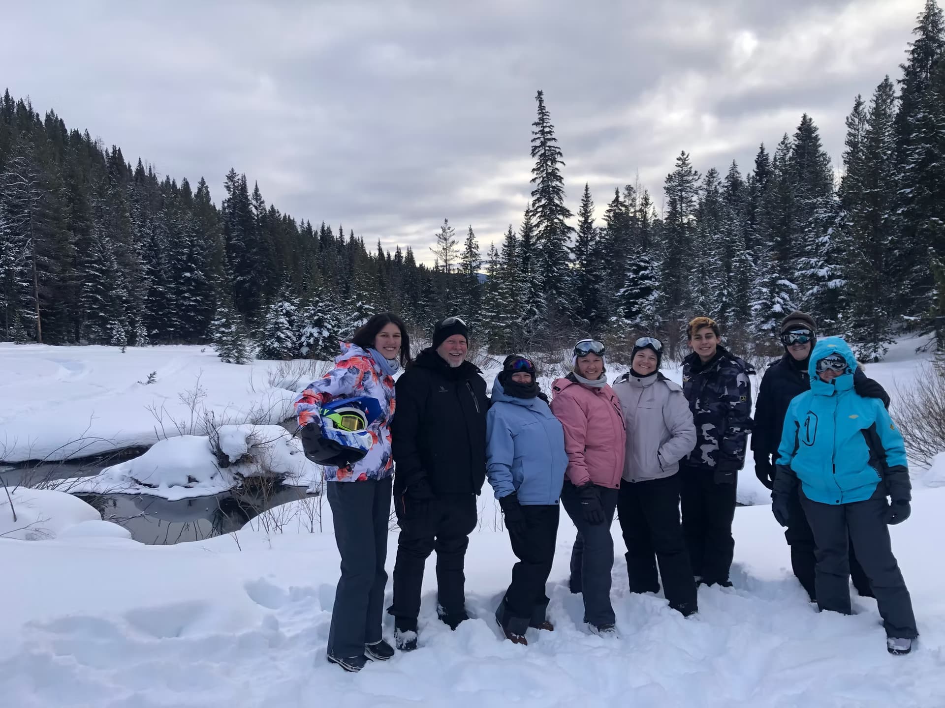 Friends enjoying a Montana winter adventure
